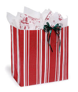 Ticking Stripe Red Paper Gift Bag - Regal