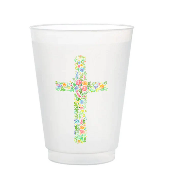 Floral Cross Shatterproof Cups