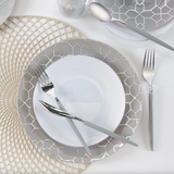 Round White w/ Silver Plastic Dinner Plates