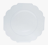 Scalloped Clear w/ Silver Plastic Side Plates