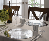 Scalloped Clear w/ Silver Plastic Dinner Plates