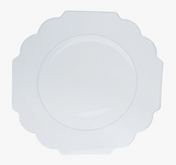 Scalloped Clear w/ Silver Plastic Dinner Plates