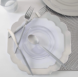 Scalloped Silver Plastic Dinner Plates