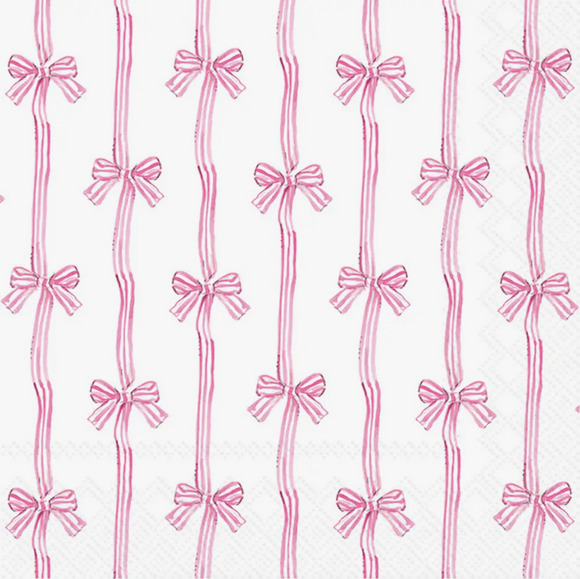 Baby Toile Pink Bow Dinner Napkins