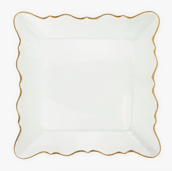 Chateau Square Serving Platter - Clear/Gold