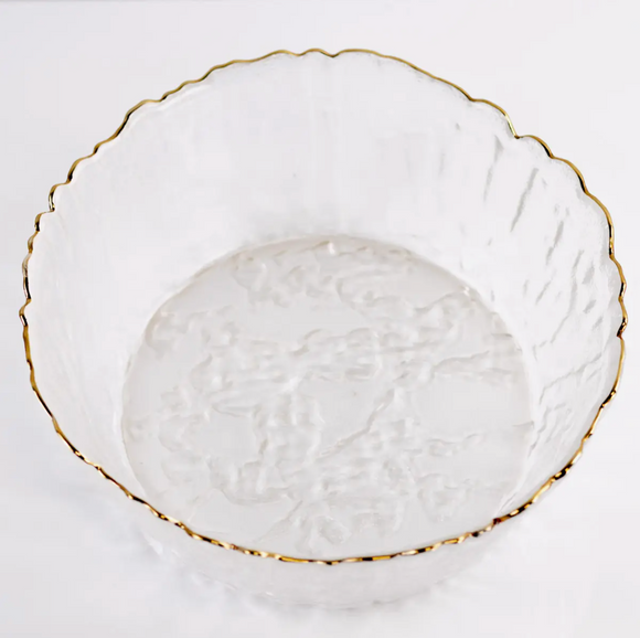 Marguerite Glass Serving Bowl - Clear/Gold