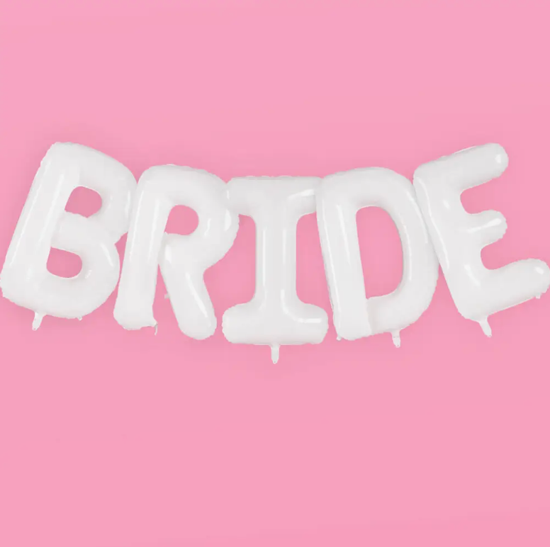 White "BRIDE" Foil Balloons