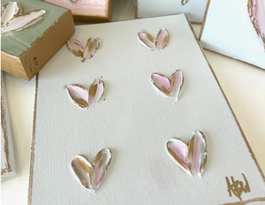 Mini Hearts On Canvas - White Back/Pink Hearts