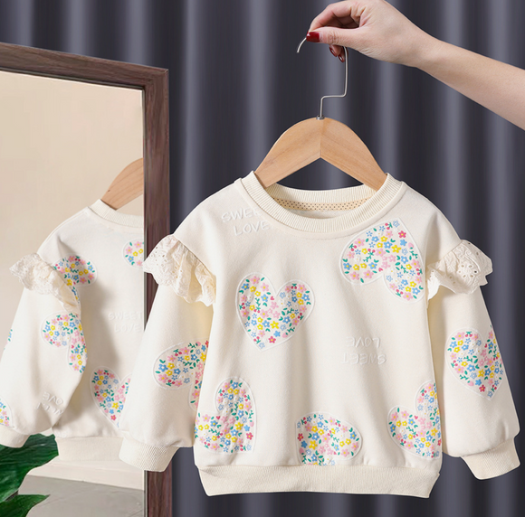Baby Girl's Cotton Pullover Love Sweatshirt Valentine’s Top
