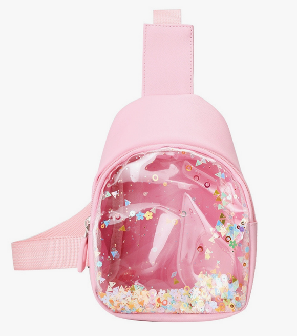 Baby Girls Transparent Quicksand Crossbody Bag Cute Handbag