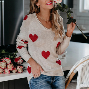 Loose Love Valentine's Day V-Neck Sweater