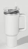 40oz Stainless Steel Tumbler with Straw Solid Color Car Cup
