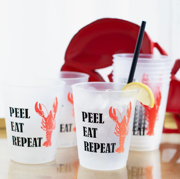 Peel Eat Repeat Party Cups Frosted/Black/Red