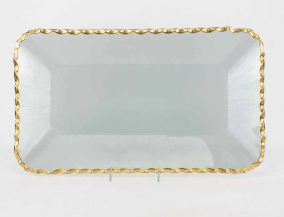 Cordova Rectangle Serving Tray - Clear/Gold