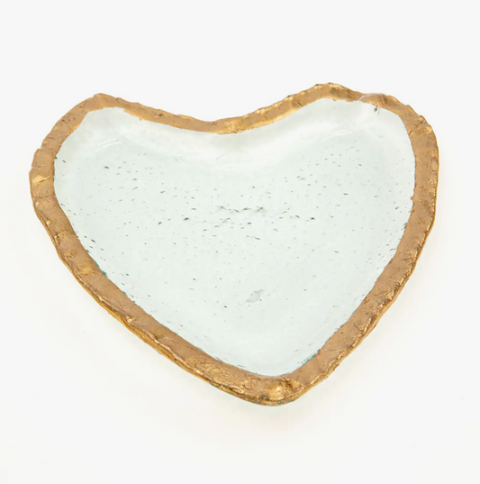 Heart Glass Trinket Dish Clear/Gold