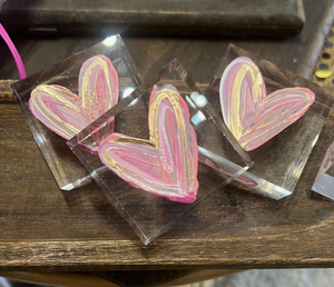 Pink Heart Lucite Block