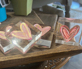 Pink Heart Lucite Block