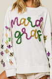 Fleur De Lis Sleeve Mardi Gras Pullover