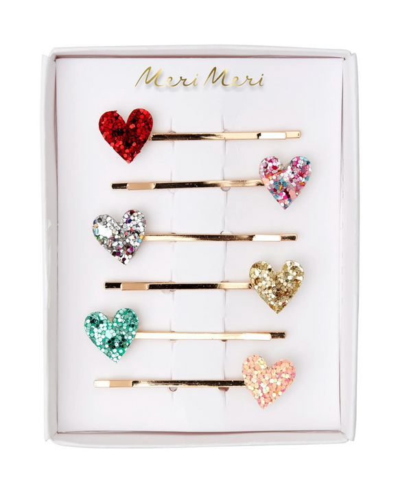 Glitter Heart Hair Slides