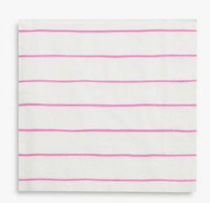 Frenchie Striped Cerise Beverage Napkin