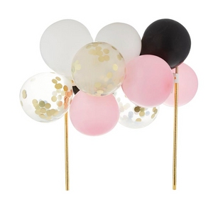 Balloon Cake Topper - Black-Pink-White