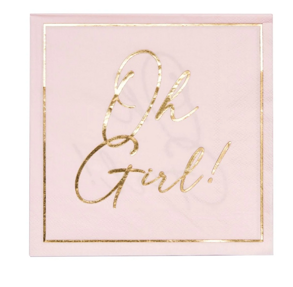 Hey Baby Pink Lunch Napkins