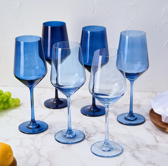 Shades of Blue Colored Crystal Wine Glass