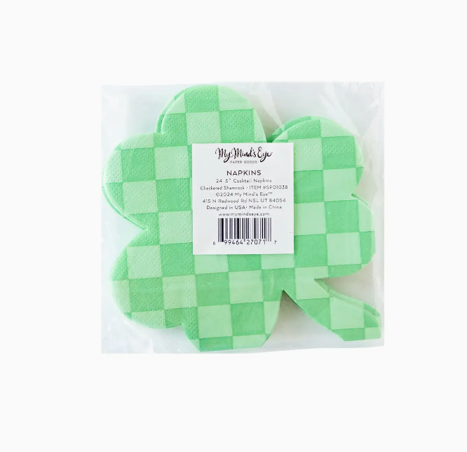 Checkered Shamrock Diecut Napkins