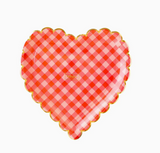 Checkered Heart Scalloped Diecut Plates