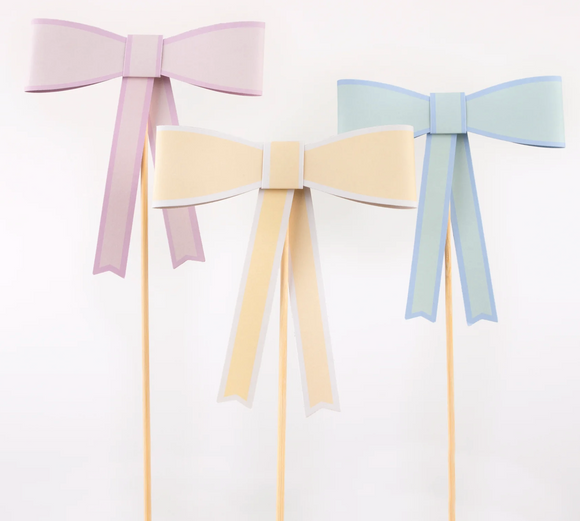 Pastel Bow Cake Toppers