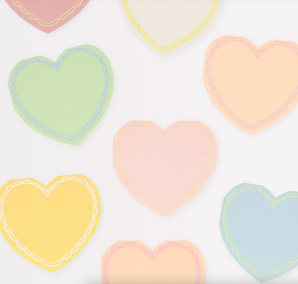 Pastel Heart Diecut Beverage Napkins