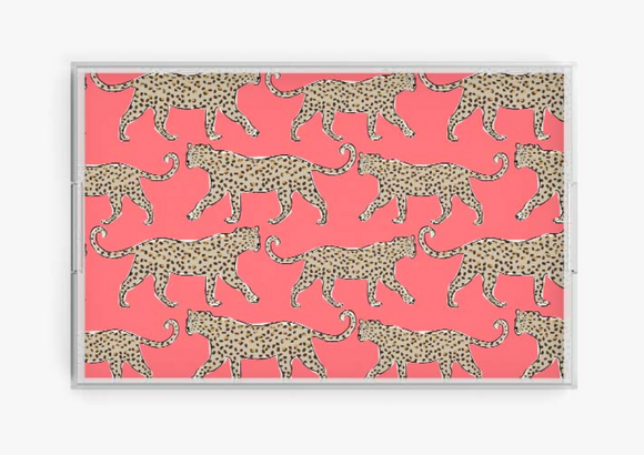 Coral Leopard Acrylic Tray