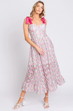 Satin Ribbon Point Floral Dress