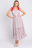 Satin Ribbon Point Floral Dress