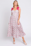 Satin Ribbon Point Floral Dress