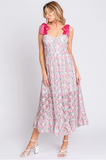 Satin Ribbon Point Floral Dress