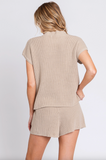 Sweater Knit Top & Short Set - Taupe