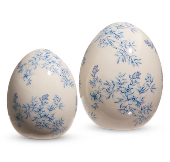 White w/ Blue Floral Eggs