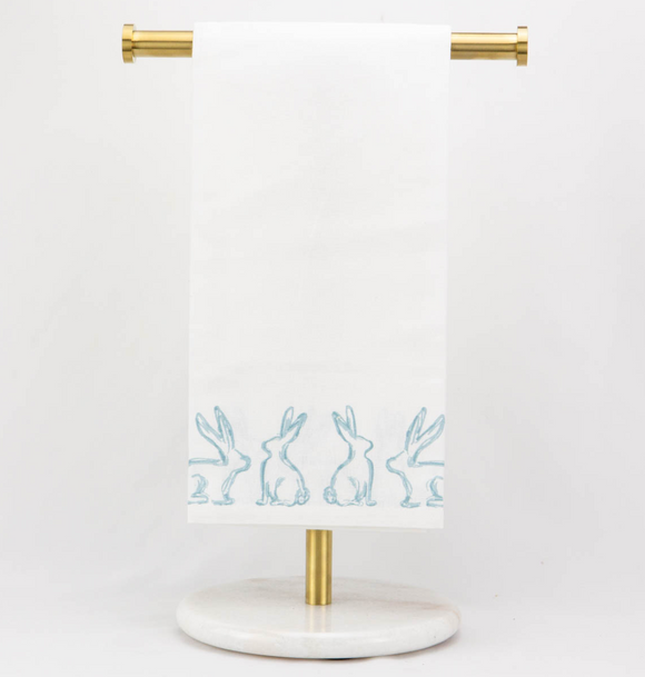 Lily Belle Bunny Hand Towel - White/Light Blue