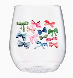 Bows Stemless Plastic Wine Glasses