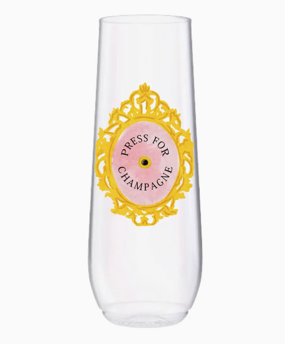 Press For Champagne Plastic Champagne Flutes