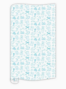 Handpainted Blue Baby Toile Wrapping Paper