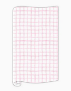 Handpainted Delicate Pink Plaid Wrapping Paper