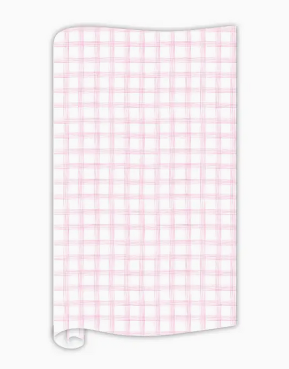 Handpainted Delicate Pink Plaid Wrapping Paper