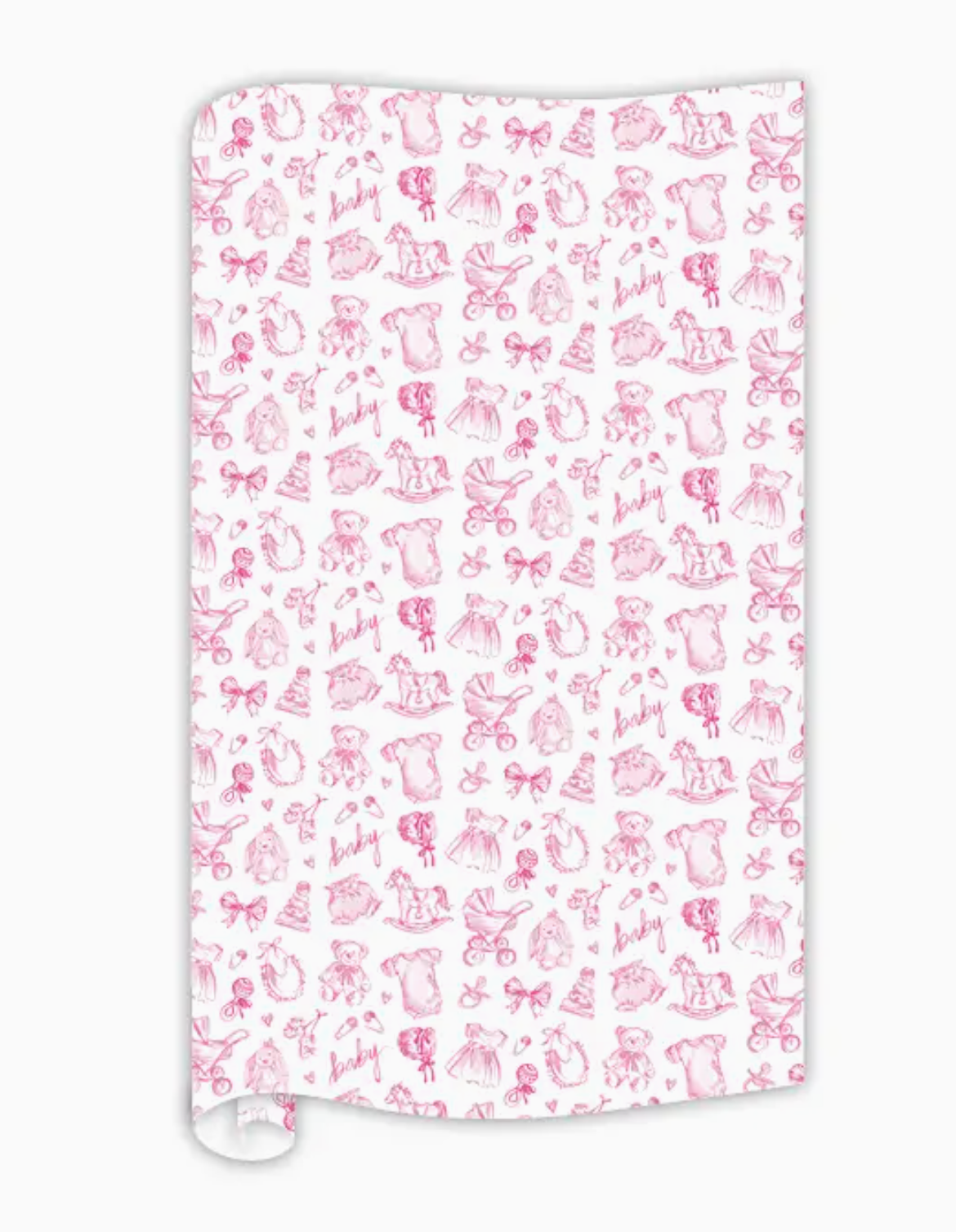 Handpainted Pink Baby Toile Wrapping Paper