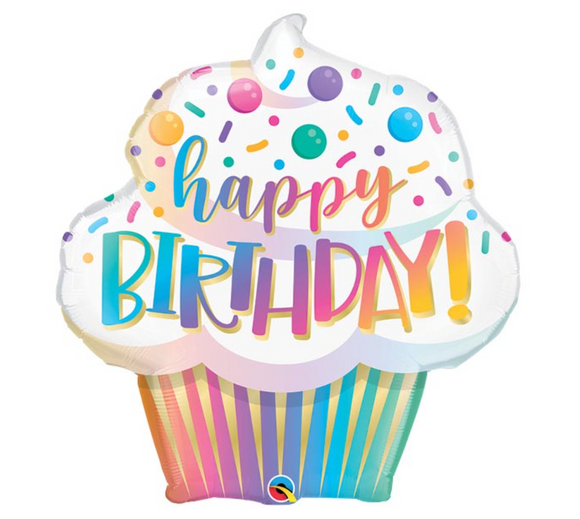 Ombre Cupcake Happy Birthday Foil Balloon