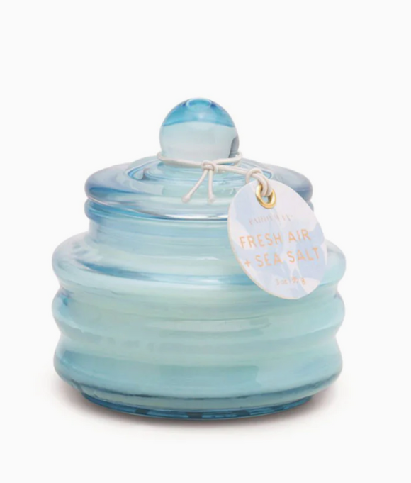 Beam Transparent Blue Glass Candle - Fresh Air & Sea Salt