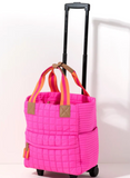 Ezra Quilted Nylon Roller Tote - Magenta