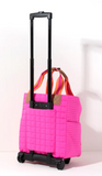 Ezra Quilted Nylon Roller Tote - Magenta