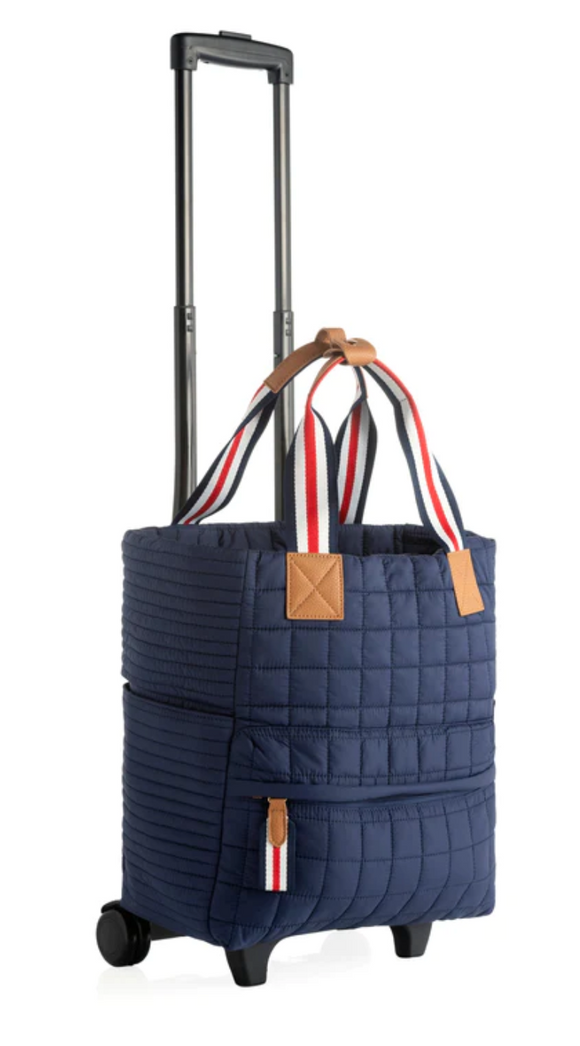 Ezra Quilted Nylon Roller Tote - Navy